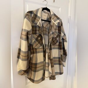 Thread & Supply Cream and Brown Plaid Jacket